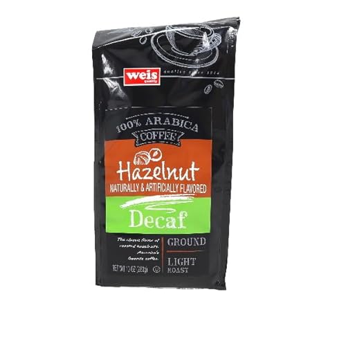 Weis Quality, Ground Coffee 100% Arabica Light Roast Hazelnut Creme Decaf, 10 Ounce