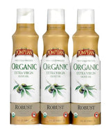 Pompeian Robust Organic Extra Virgin Olive Oil Spray - (3 Pack) 5 Fl Oz - No Propellants - First Cold Pressed Olive Oil for Cooking - Robust Flavor for Salads, Pasta, and Drizzling