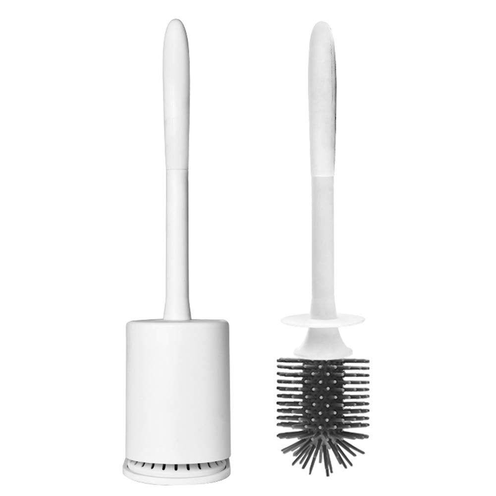 Nerseki Silicone Toilet Brush and Holder Soft Bristle, Bathroom Toilet Bowl Brush Set,Toilet Cleaning Brush Kit, Constructed of Durable Thermo Plastic