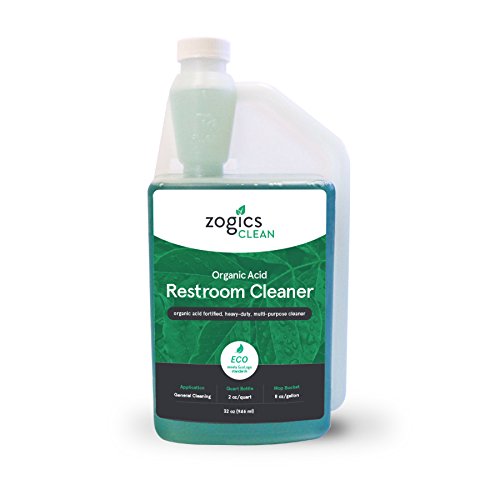 Zogics Organic Acid Restroom Cleaner, 32 oz Bottle Makes up to 16 Quarts - Meets ECOLOGO Standards