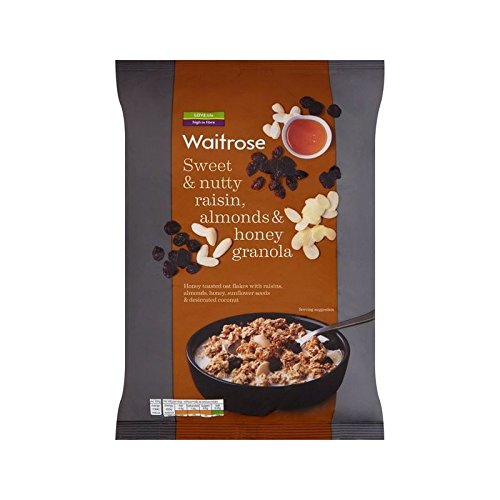 Sweet & Nutty Raisin, Almond & Honey Oat Clusters Waitrose 1kg - Pack of 4