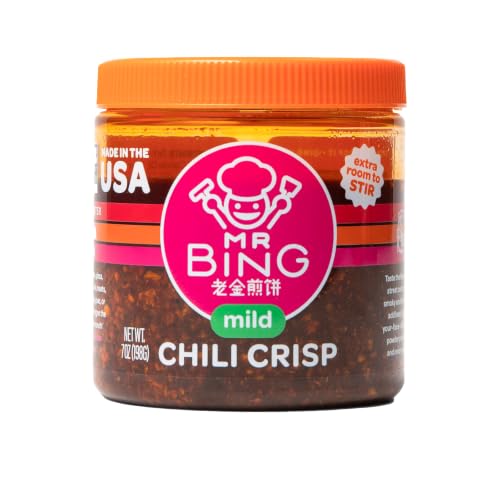 Mr Bing Chili Crisp | Mild - feat. in Love Me Gluten Free - Crunchy Chili Oil Made in USA Chili Paste Hot Sauce - Gluten Free, Vegan, No MSG, Non-GMO