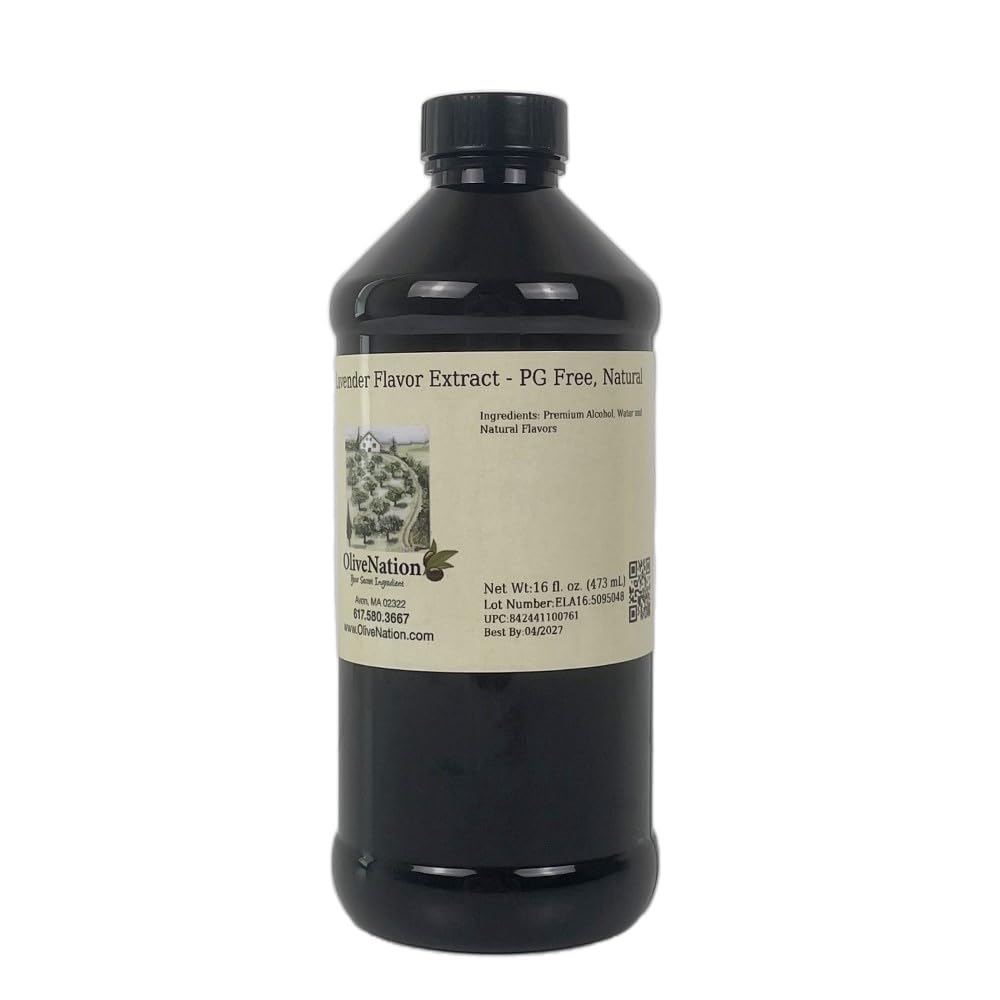 OliveNation Premium Lavender Extract from Natural Flavors, Light Floral Flavoring for Baked Goods, Beverages, Sauces, Non-GMO, Kosher, Vegan -16 oz