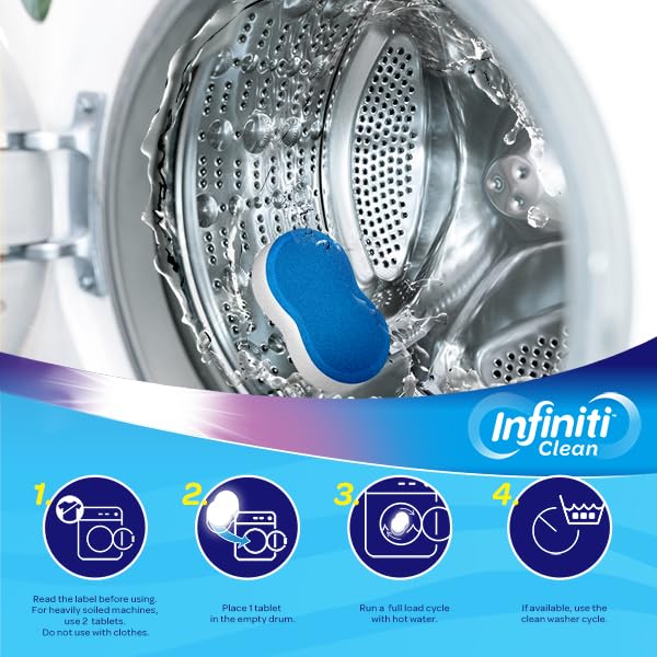 Infiniti Clean Washing Machine Cleaner Tablets 8 Pack - Washer Machine Cleaner Tablets for Top Loader