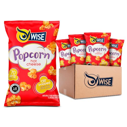 Wise Snacks Hot Cheese Popcorn 0.625 Ounce (42 Count), Air Popped Individual Snack Size Bags Healthy Popcorn Snacks, School and Halloween Snacks