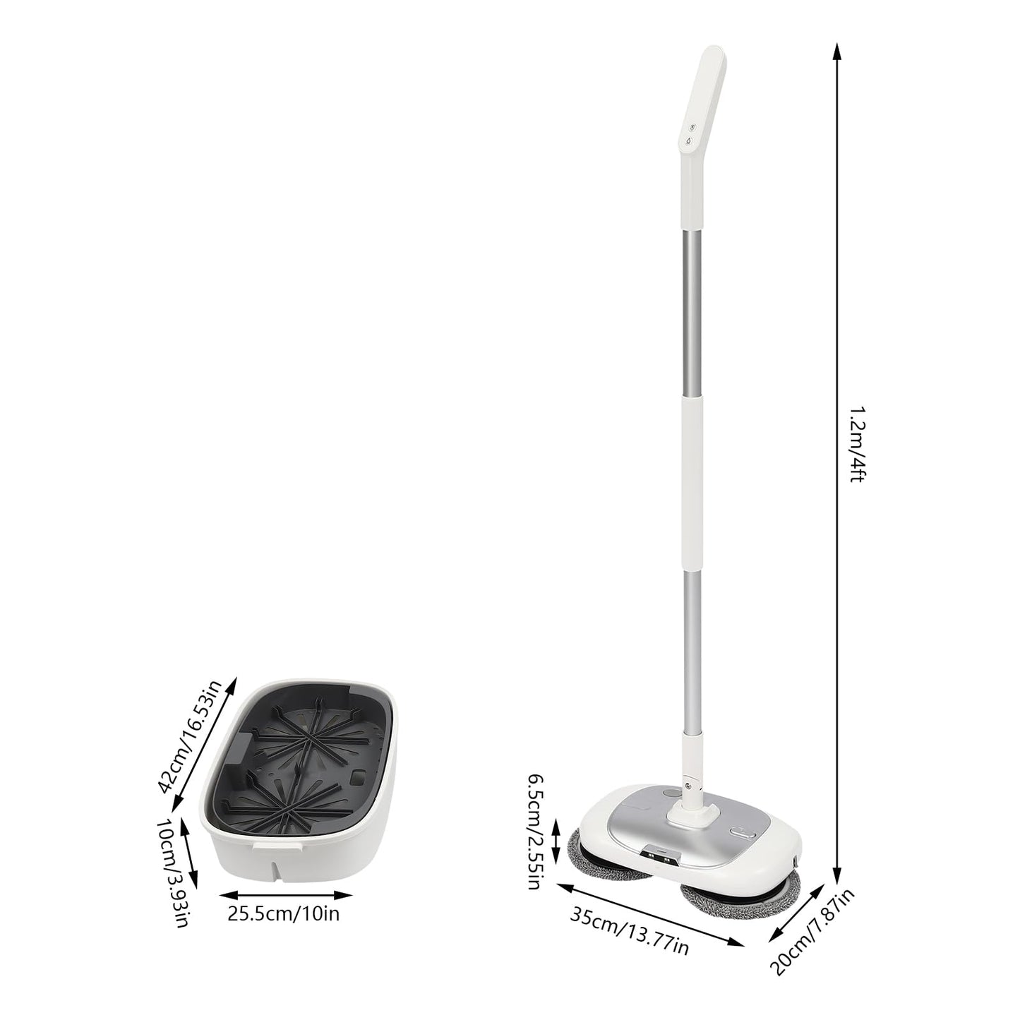 Electric Mop with Cleaning Bucket - Cordless Floor Polisher, 4 Pack Mop Pads, Automatic Cleaning, Up to 100 Mins, Rechargeable, for Wooden, Marble