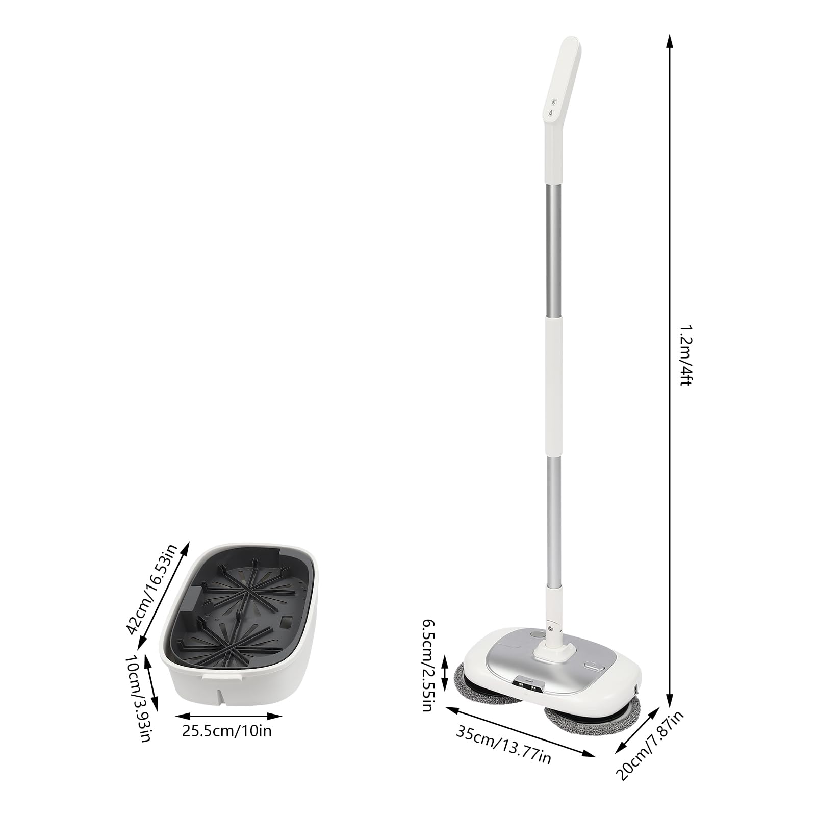 Electric Mop with Cleaning Bucket - Cordless Floor Polisher, 4 Pack Mop Pads, Automatic Cleaning, Up to 100 Mins, Rechargeable, for Wooden, Marble