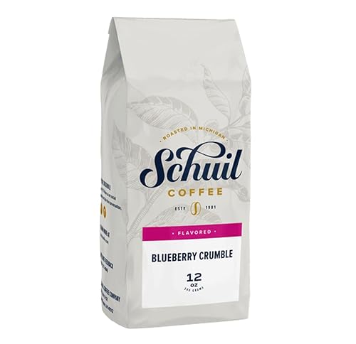 Blueberry Crumble, Schuil Whole Bean Coffee, Premium Roasted Gourmet Coffee beans, Smooth and Full Bodied Artisan Coffee 12 oz Bag (Blueberry Crumble)
