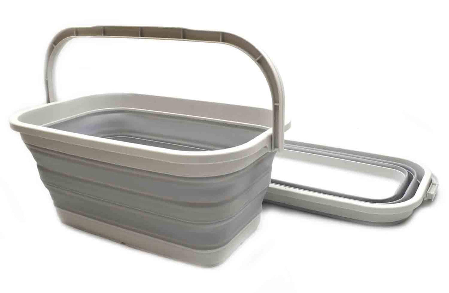 SAMMART Set of 2-11.6L (3.06 Gallon) Collapsible Rectangular Handy Basket/Bucket (Grey, 2)