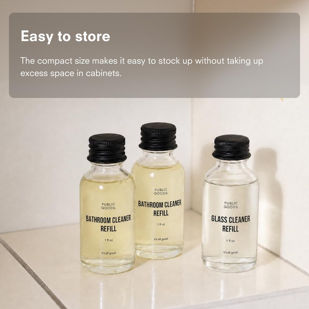 Public Goods Glass Cleaner Refill | Refill Concentrate for Windows, Mirrors, Glass Surfaces | Cruelty Free, Paraben Free, Vegan Friendly | 3 Pack - 24
