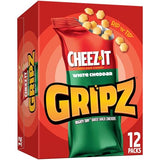 Gripz Mini Cheese Crackers, Kids Snacks, Baked Snack Crackers, Cheez-It White Cheddar, 10.8oz Box (12 Pouches)