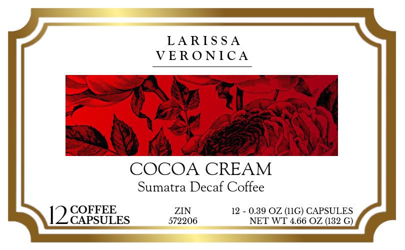 Cocoa Cream Sumatra Decaf Coffee (Single Serve K-Cup Pods) (Gourmet, Naturally Flavored, Whole Coffee Beans) (12 pods, ZIN: 572206)