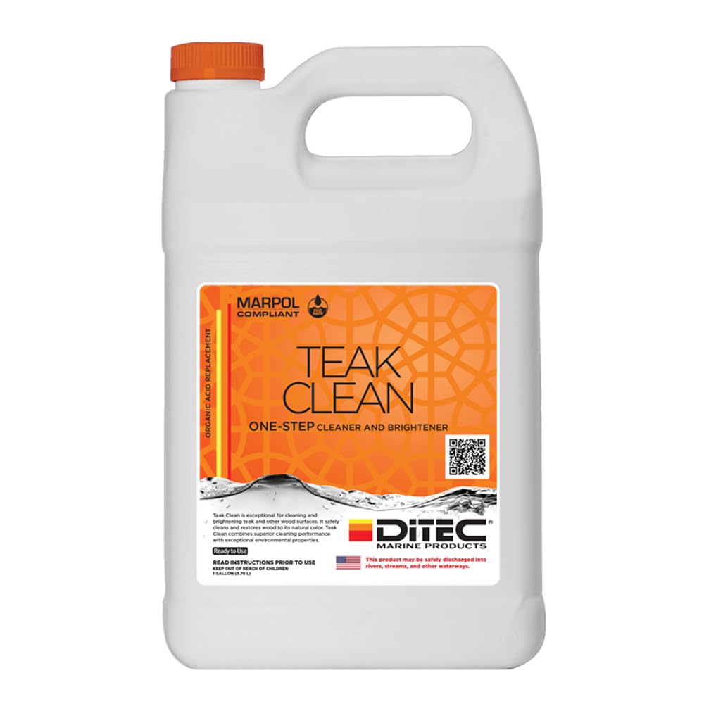 DITEC Teak Clean - Marine Wood Cleaner & Restorer - Safely Removes Grey Oxidation & Grime - Professional Yacht-Grade Formula - Biodegradable
