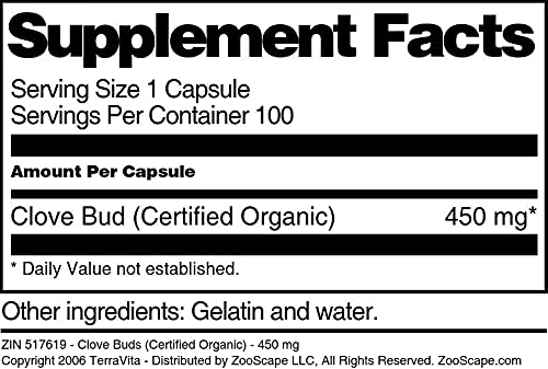 Clove Buds (Certified Organic) - 450 mg (100 Capsules, ZIN: 517619) - 3 Pack