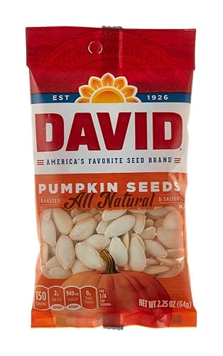 DAVID Roasted and Salted All Natural Pumpkin Seeds, 2.25oz.