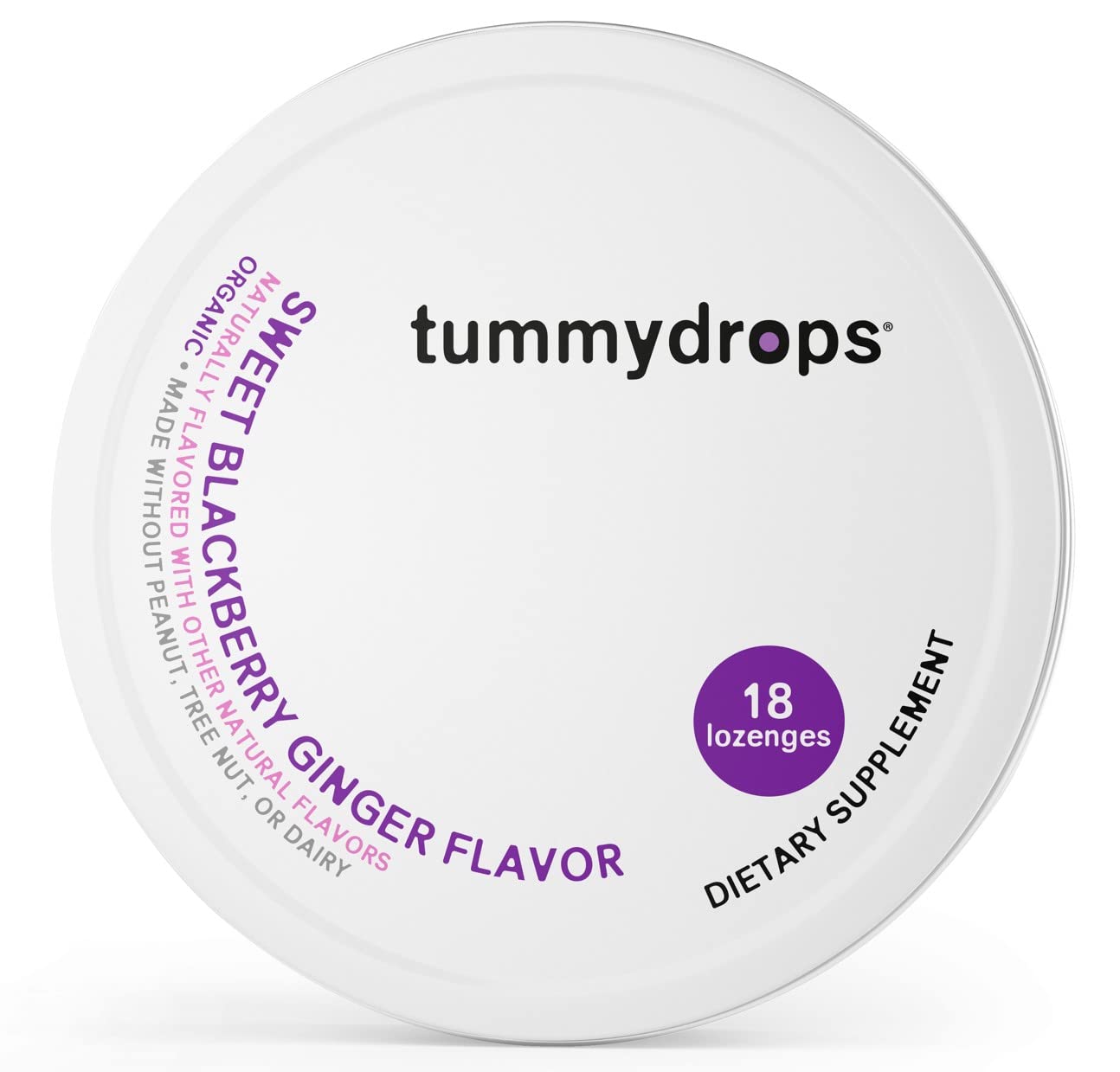 USDA Organic Mellow Ginger Variety Pack Tummydrops (1 tin each blackberry, pineapple, & yumberry-total of 54 drops). Gluten Free, Vegan, Organic
