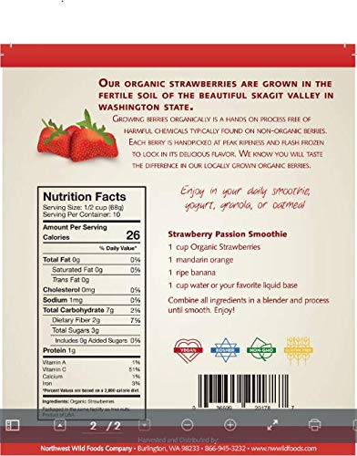 Fresh Frozen Organic Heirloom Strawberries by Northwest Wild Foods - Healthy Antioxidant Fruit Diet - for Smoothies, Pies, Jams, Syrups (9 Pounds)