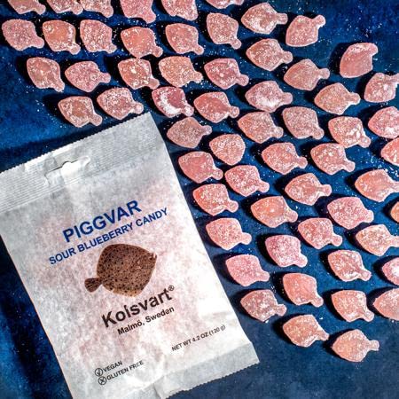 Kolsvart Swedish Gummy Fish & Licorice Candy | Vegan & Gluten Free | 4.2 OZ | Pack of 5 | Sour Blueberry