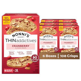 Nonni's THINaddictives Cranberry Almond Nut Cookies with Real Fruit, Sweet Crunchy & Chewy Crisps, 6 Boxes of 6 On-the-Go Packs (108 Cookies Total)