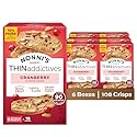 Nonni's THINaddictives Cranberry Almond Nut Cookies with Real Fruit, Sweet Crunchy & Chewy Crisps, 6 Boxes of 6 On-the-Go Packs (108 Cookies Total)
