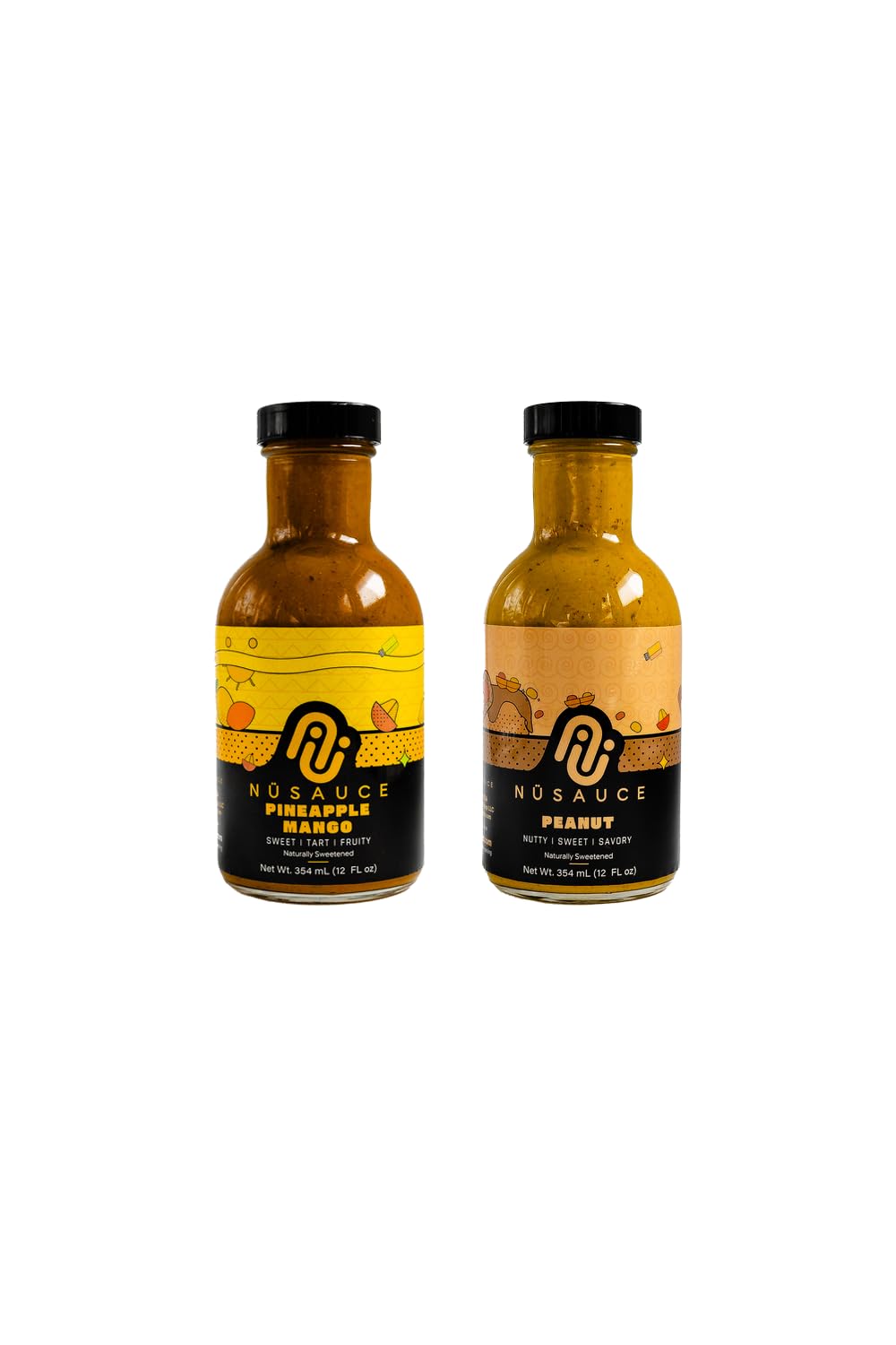 Duo Sauce NuSauce 12oz Bottle (Pineapple Mango and Peanut) Low Calorie Sauces with Premium Ingredients