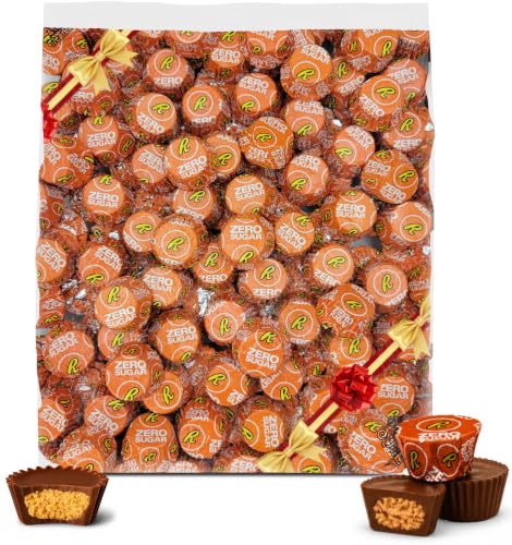 Resse's Zero Sugar Miniatures Chocolate Peanut Butter Cups, 1 Pound Individually Wrapped Candy, Bulk Pack, Sugar Free Chocolate Peanut Butter Candy