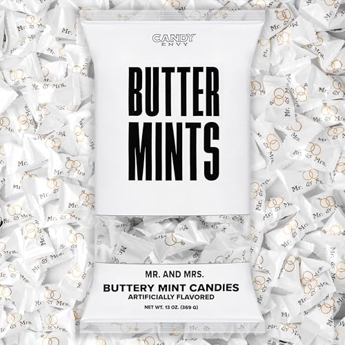 Candy Envy - Mr. and Mrs. Buttermints - 13 oz. Bag - Approximately 100 Individually Wrapped Mints - Wedding Favors