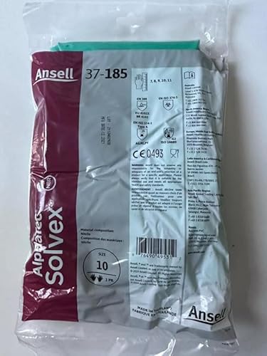 Ansell Sol-Vex 37-185-10 X-Large Glove 18" Size 10 (1 Pair) Unlined Nitrile Gloves Sandpatch Finish
