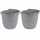 10 Qt. Spout Pail 2 Pack - Classic Titanium Plastic Utility Bucket with Comfortable Handle, Durable Multi-Purpose Pail for Household Cleaning