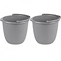 10 Qt. Spout Pail 2 Pack - Classic Titanium Plastic Utility Bucket with Comfortable Handle, Durable Multi-Purpose Pail for Household Cleaning