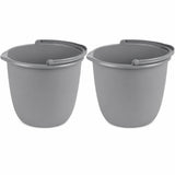 10 Qt. Spout Pail 2 Pack - Classic Titanium Plastic Utility Bucket with Comfortable Handle, Durable Multi-Purpose Pail for Household Cleaning