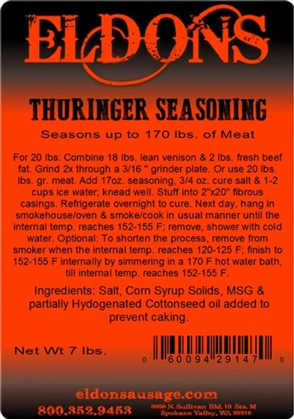 Eldon's Thuringer Smoked Sausage Seasoning (Seasons 170 of Meat)