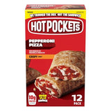 Hot Pockets Pepperoni Pizza Crispy Crust Frozen Snacks, Pizza Snacks Made with Mozzarella Cheese, 54 Oz, 12 Count Frozen Sandwiches