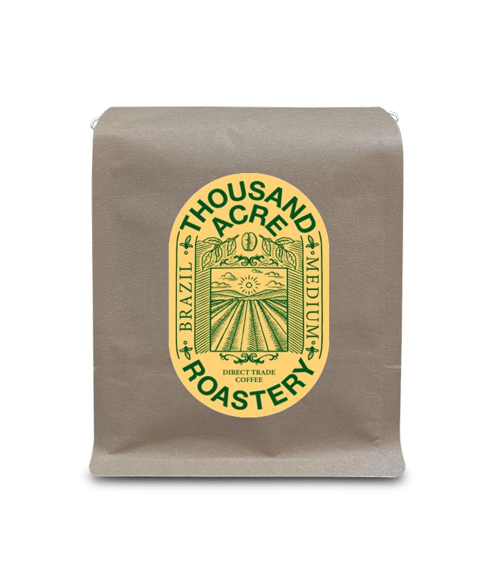 Thousand Acre Roastery | Premium Brazilian Ground Coffee Medium Roast | From Cerrado, Brazil | Best Coffee Grounds for Ultimate Flavor | Authentic
