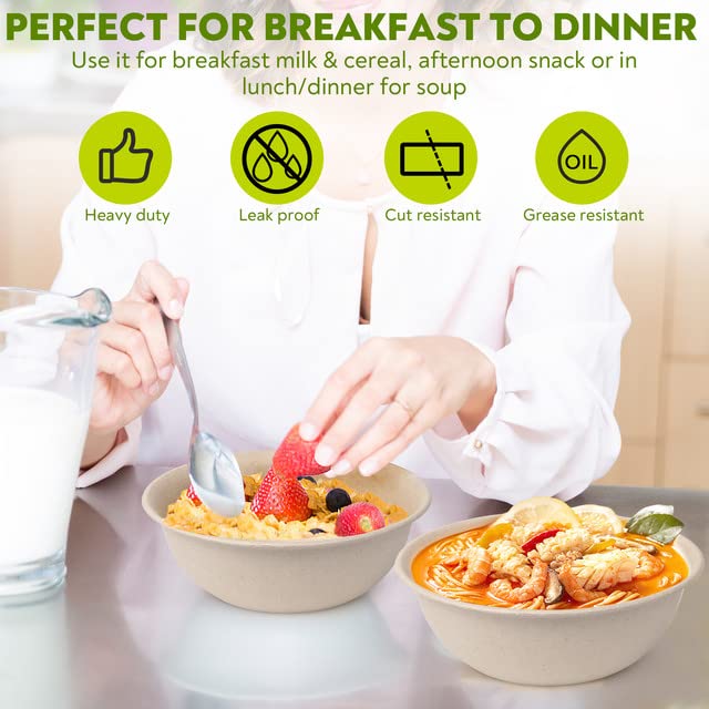 Enviro Safe Home 17 oz Paper Bowls (100 Pack) Disposable Bamboo Bowls - Heavy Duty, Microwavable Oven Safe - Perfect for Salads, Ice Cream, Hot Soups