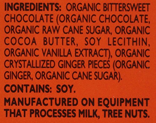 Dark Chocolate with Ginger Organic 3.50 Ounces (10 Bars)