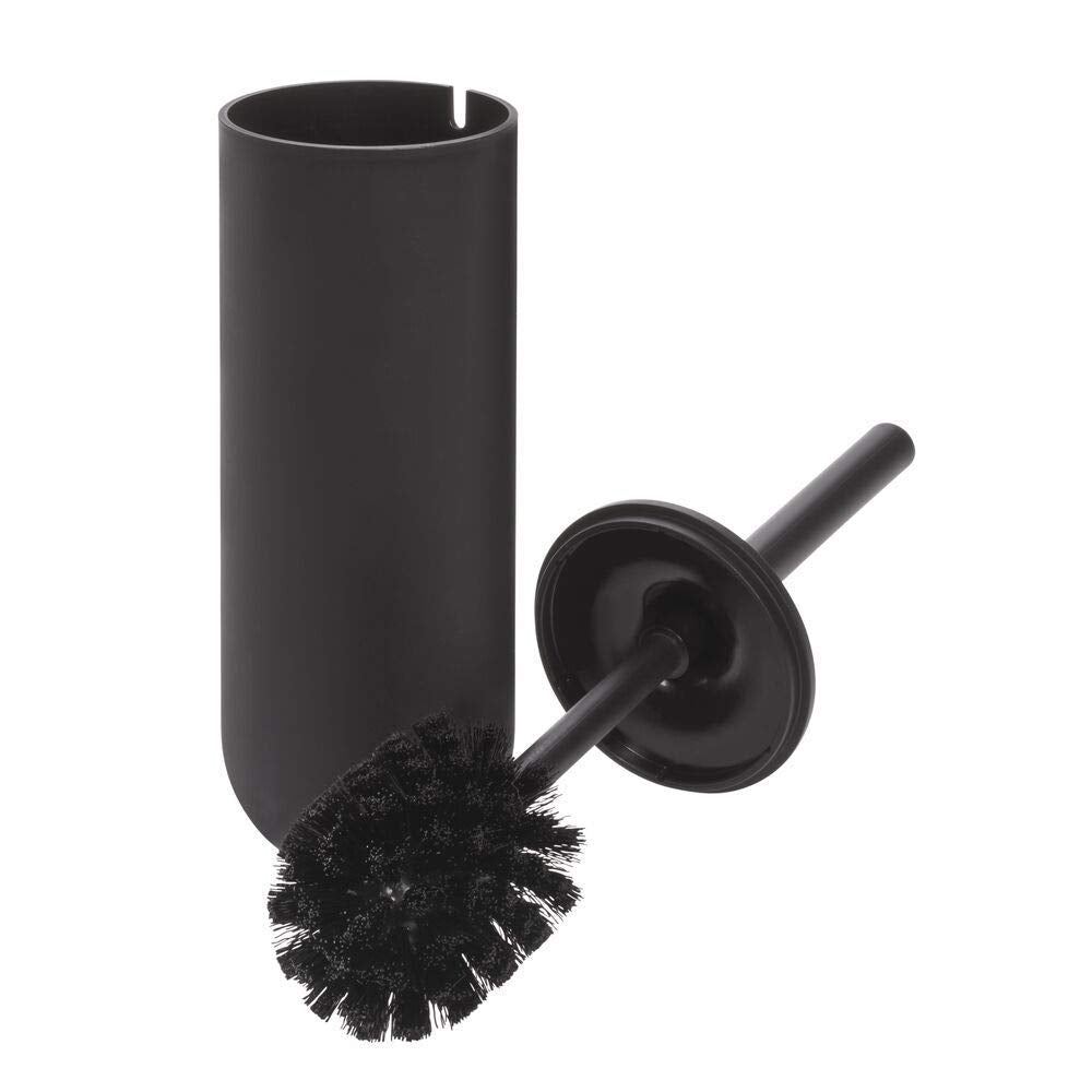 iDesign - 29567 Cade Bowl Brush and Holder, Toilet Cleaning Set for Bathroom, Matte Black 2 Each
