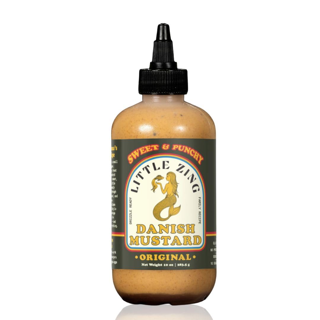 Little Zing Danish Mustard - Sweet & Punchy Gourmet Mustard Sauce with Horseradish Kick - All-Natural, No Oils, Fillers, or Preservatives - Bold