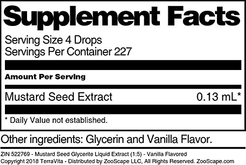 Mustard Seed Glycerite Liquid Extract (1:5) - Vanilla Flavored (1 oz, ZIN: 522769) - 3 Pack