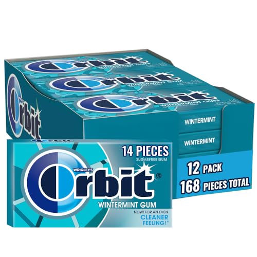 ORBIT Wintermint Sugar Free Individually Wrapped Chewing Gum Mint Bulk Box , 12 Packs of 14-Pieces (168 Total Pieces)