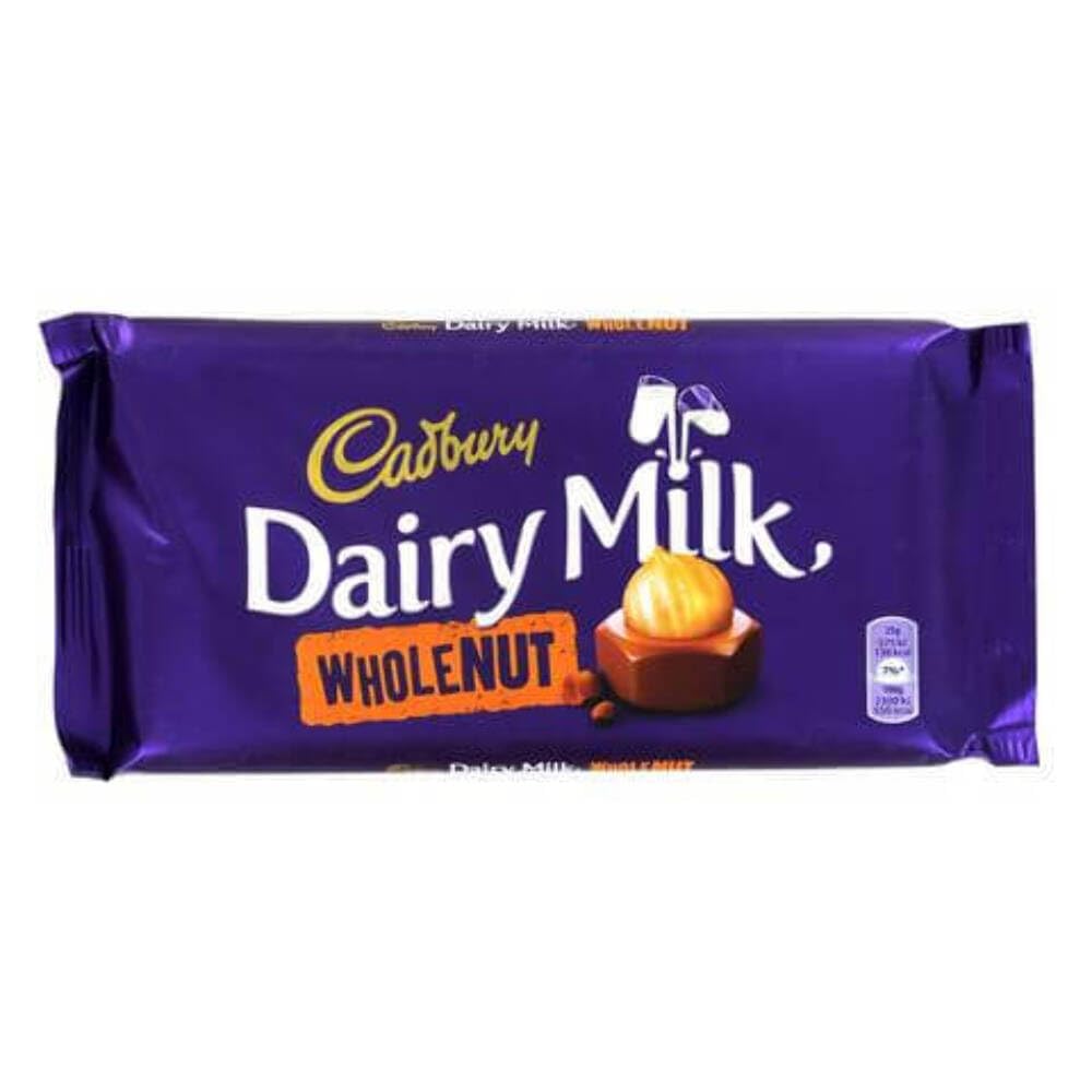 Cadbury Dairy Milk Wholenut Packet Plastic Hand Held Chocolate, 180 g