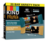 KIND Minis, Variety of Variety 1 Salted Caramel Dark Chocolate Nut/Dark Chocolate Almond Coconut (Pack of 20) 1, Dark Chocolate Nuts & Sea