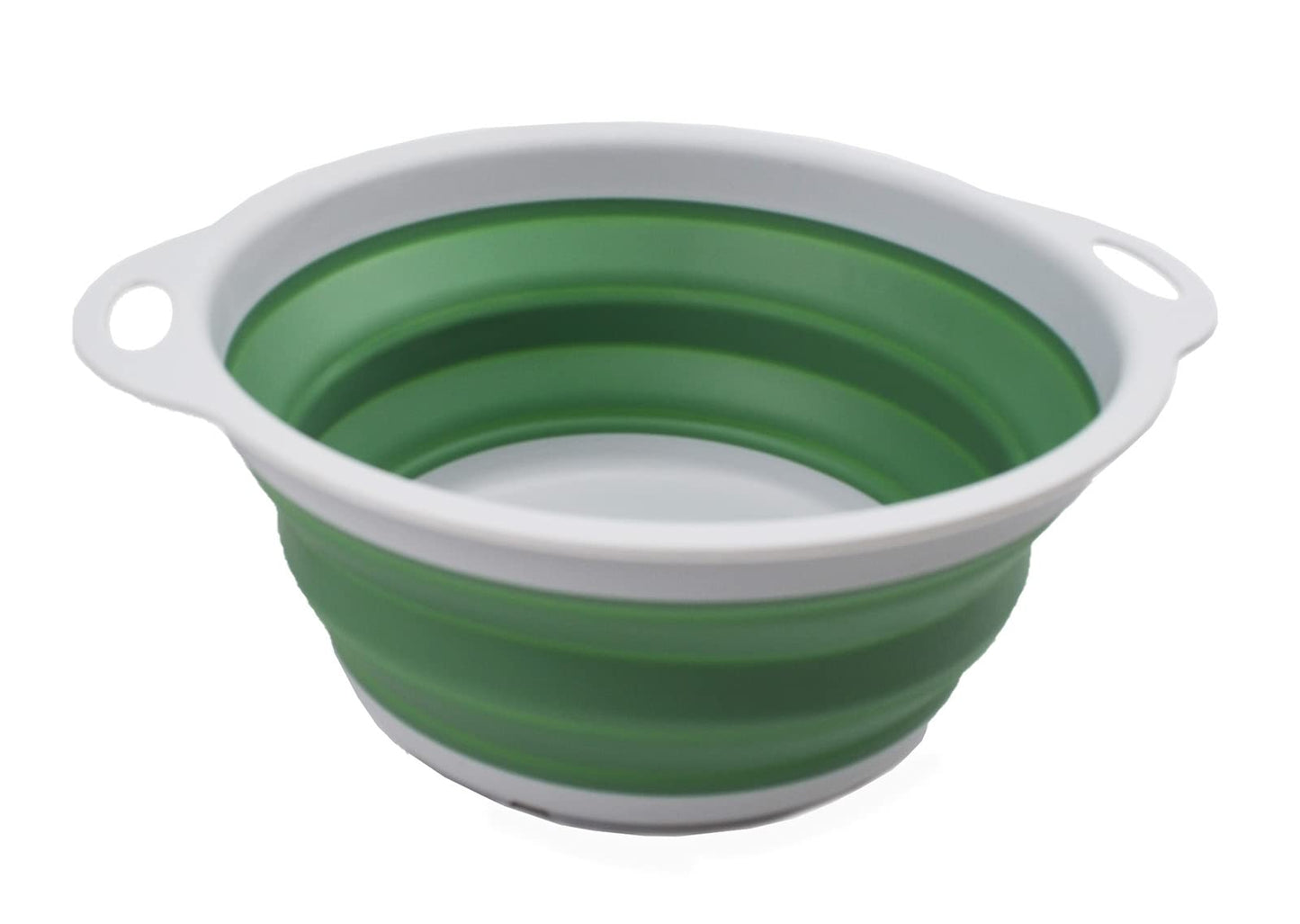 SAMMART 2.6L (0.68 Gallon) Collapsible Tub - Foldable Dish Tub - Portable Washing Basin - Space Saving Plastic Washtub (Grey/Dark Sea Green (Set
