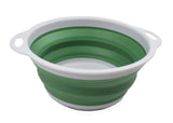 SAMMART 2.6L (0.68 Gallon) Collapsible Tub - Foldable Dish Tub - Portable Washing Basin - Space Saving Plastic Washtub (Grey/Dark Sea Green (Set