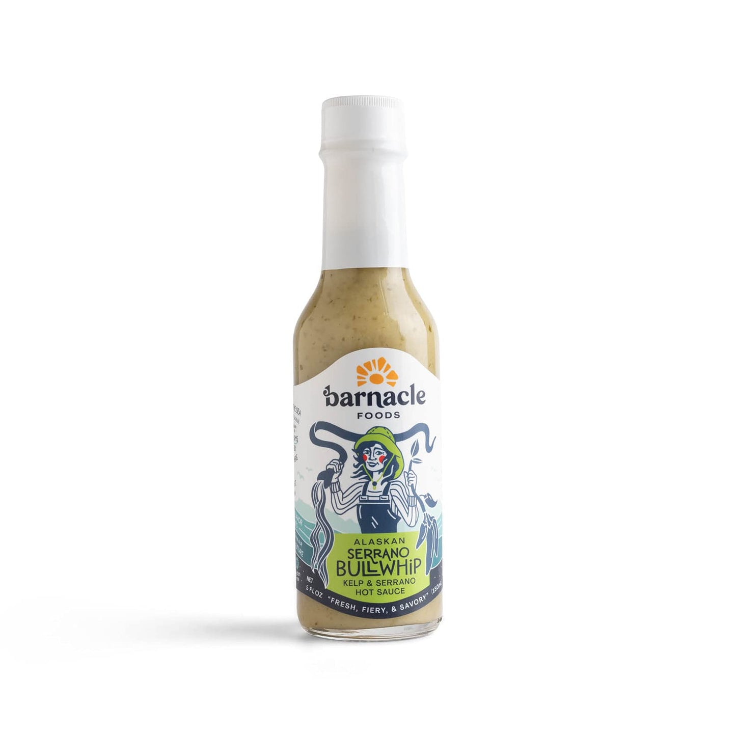 Barnacle Foods Serrano Bullwhip Kelp Hot Sauce | Kelp & Serrano Peppers | Made in Alaska | Delicious Savory Umami Flavor & Heat | Packed with Vitamins