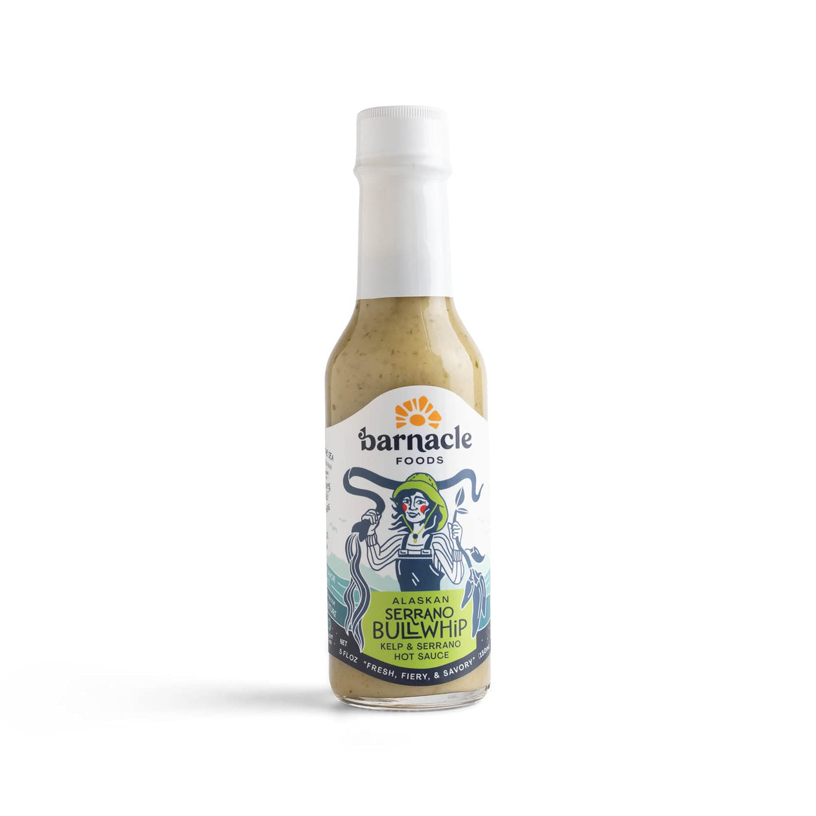 Barnacle Foods Serrano Bullwhip Kelp Hot Sauce | Kelp & Serrano Peppers | Made in Alaska | Delicious Savory Umami Flavor & Heat | Packed with Vitamins