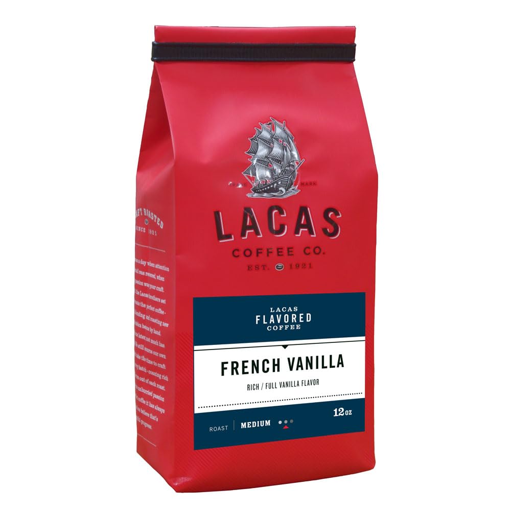 Lacas Coffee Company Flavored Coffee French Vanilla Whole Bean 12oz