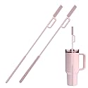 vodvob 2Pcs Premium Silicone Straw Cleaner Brush, 9.84in Extra Long Flexible Straw Cleaning Tool for Glass & Smoothie Straws (Pink, 6mm/9mm)