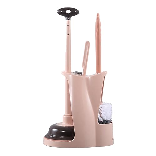 Toilet Brush and Plunger Set Toilet Plunger and Brush Combo Bathroom Deeply Cleaning Tools Bathroom Toilet Bowl Brush with Holder Pink 1 Set