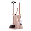 Toilet Brush and Plunger Set Toilet Plunger and Brush Combo Bathroom Deeply Cleaning Tools Bathroom Toilet Bowl Brush with Holder Pink 1 Set